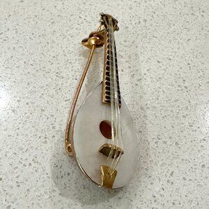 Miniature Mandolin Brooch Mother of Pearl
